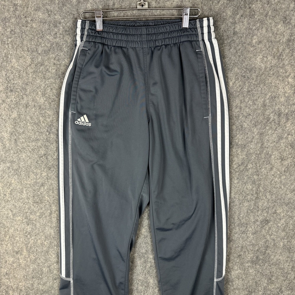 Adidas Track Pants Men S Gray White Stripe Aeroready Ankle Zip Leg Soccer